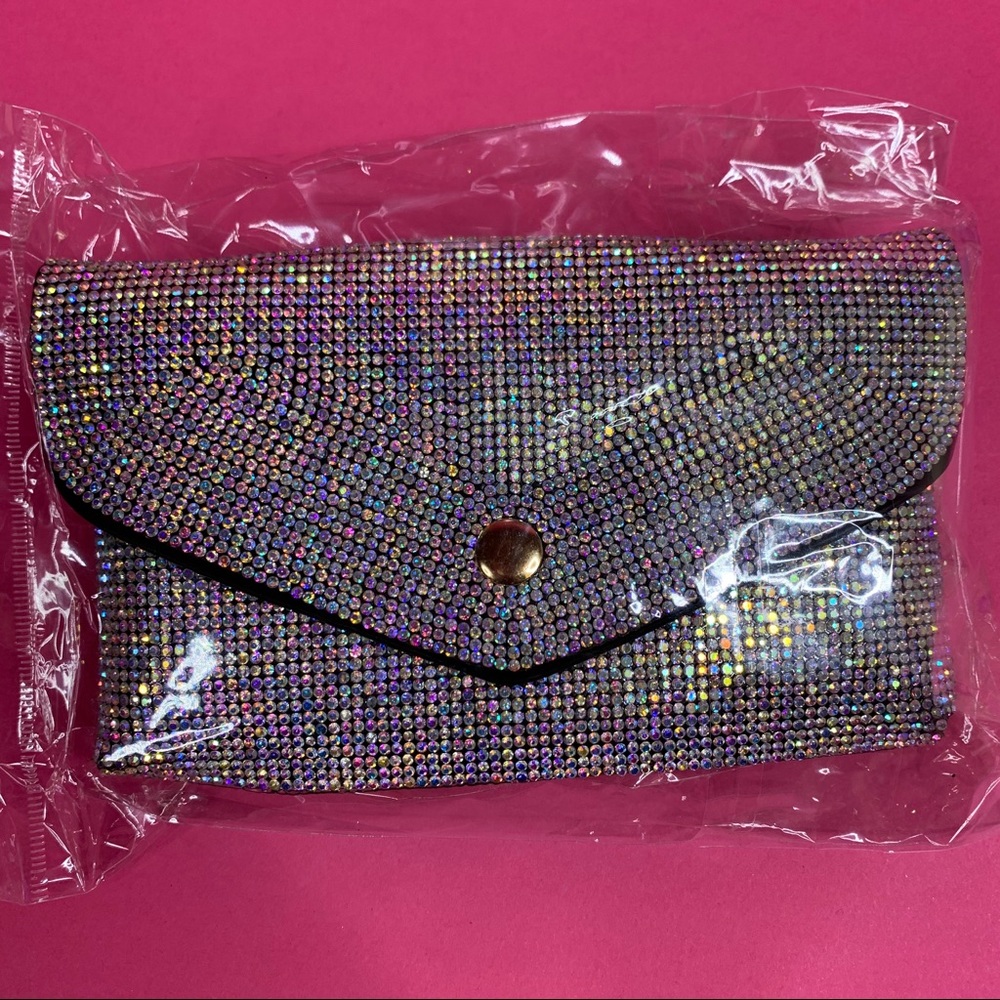AB rhinestone fanny pack with gold belt